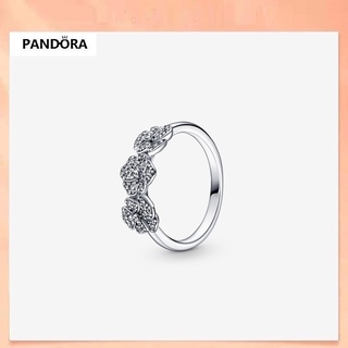 (ใหม่) Pandora แหวนเงิน 925 ลายดอกไม้