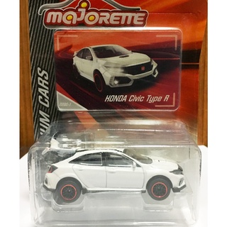 Majorette Honda Civic Type R - Premium Pack (Black Strip) - White Color /Wheels D6SRL /scale 1/58 (3") Package with Card