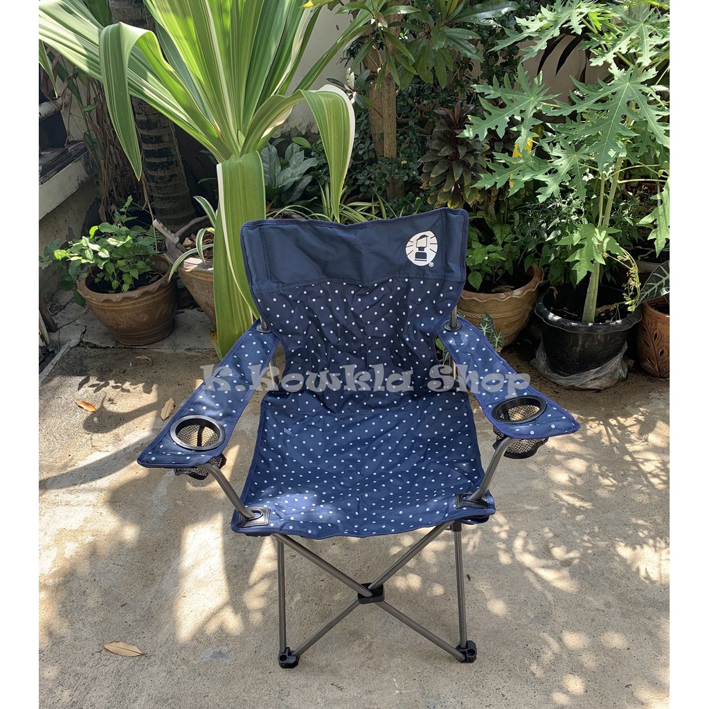 สินค้าพร้อมส่ง เก้าอี้แคมป์ปิ้งโคลแมนสีกรมท่าลายจุด Coleman Resort Chair Navy Dot