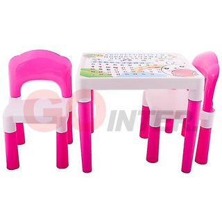 ชุดโต๊ะพร้อมเก้าอี้2ตัว เด็กนักเรียนภาษาอังกฤษไทยและตัวเลขKid Chair Family Set(1+2)  โต๊ะ1+เก้าอี้ทำการบ้าน2