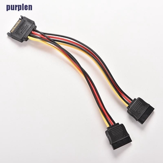 【purplen】ตัวแยกพลังงาน 15 Pin SATA ตัวผู้ เป็น SATA ตัวเมีย 1:2 Y