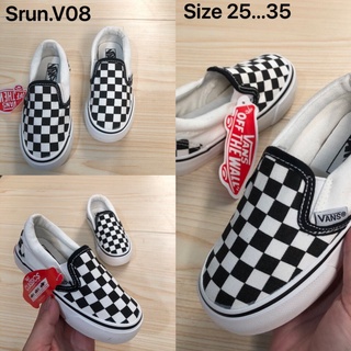 รองเท้าผ้าใบเด็กVan s 🐼🐨CheckB0rd ขาว/เทา  SIZE.25-35 รองเท้านุ่ม ทรงสวยใส่ สบาย น้ำหนักเบานุ่ม พร้อมส่ง🚀