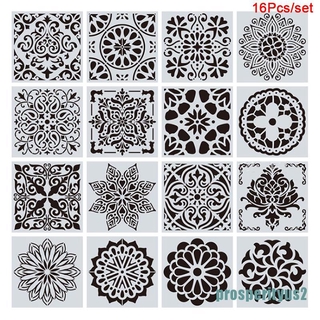 Mandala (Prosperityus2) แม่แบบลายฉลุแมนดาลาส สําหรับตกแต่ง 16 ชิ้น ต่อชุด