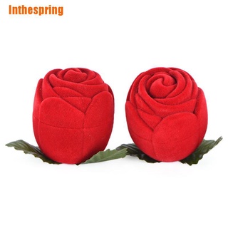 (Inthespring) กุหลาบสีแดง กํามะหยี่ กล่องเก็บเครื่องประดับ แหวนหมั้น เคสแสดง