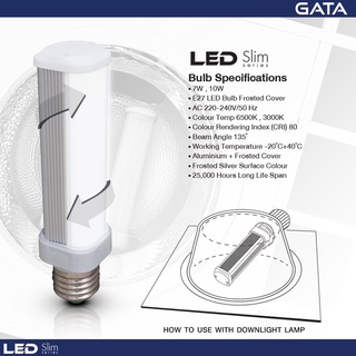 หลอด LED 7W E27 แนวนอน GATA (DAY/WARM)