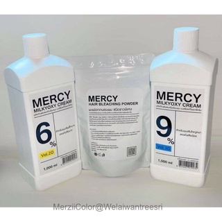 สินค้าขายดี❗ชุดฟอกผมMercy(ชุดใหญ่) สูตรถนอมผมผม สว่างไว