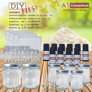 DIY Plus 1 ชุดทำเทียนหอมอโรม่า ไขถั่วเหลืองแท้ 100% + น้ำมันหอมระเหยแท้ 100% งานแฮนด์เมด ทำของขวัญ ของชำร่วย ของที่ระลึก