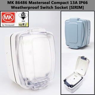 Mk 86486 Masterseal Compact 13A IP66 ซ็อกเก็ตสวิตช์ทนฝน และแดด [ชนิดติดพื้นผิว] (สีขาว และฝาครอบแบบใส)