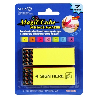 กระดาษโน้ตกาวในตัว ชนิดกาวหัว MAGIC CUBE Message Marker STICKN #21304 ขนาด 76x25 มม. คละสีนีออน (PC)