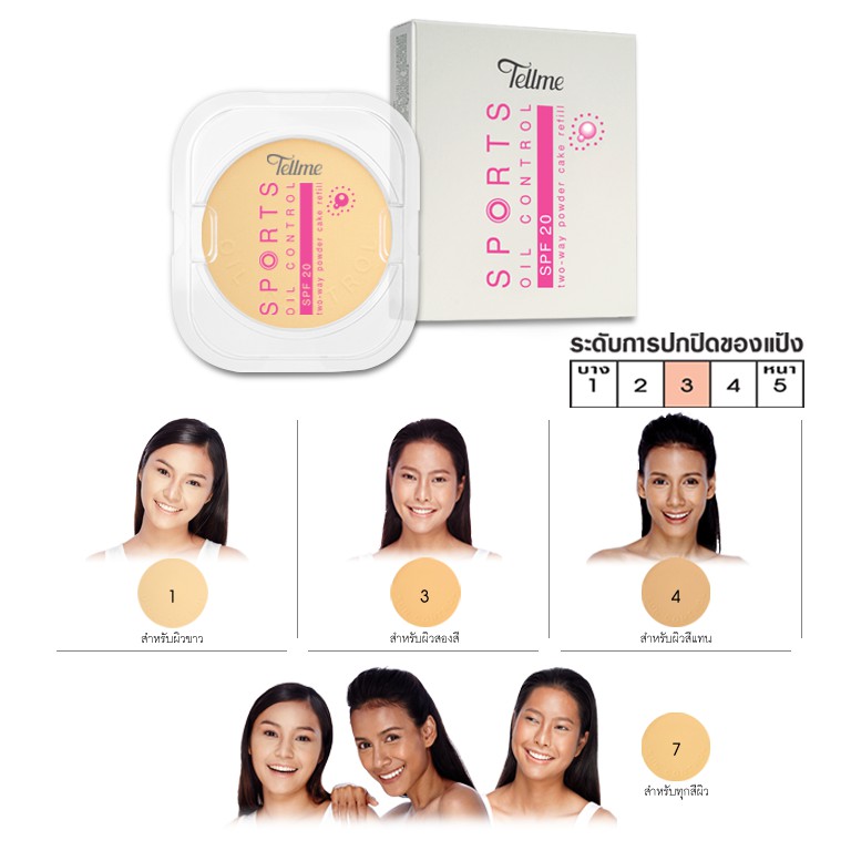 [📦 ส่งด่วน - ราคาถูก ] รีฟิล แป้ง Tellme Sports oil control two-way powder cake SPF20 แป้งเท็ลมี