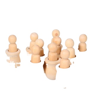 10Pcs People Nesting Set ตุ๊กตาไม้ Peg Dolls งานฝีมือที่ยังไม่เสร็จ