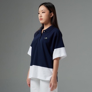 CROCODILE NAVY REGULAR WOMEN POLO SHIRT WITH EMBROIDERY เสื้อโปโลเลดี้สีกรมแขนกิโมโน