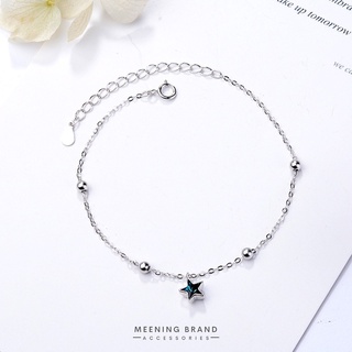 MeeningBrand ❥ สร้อยข้อมือเงิน LITTLE BLUE STAR&amp;BELL [01-0035]