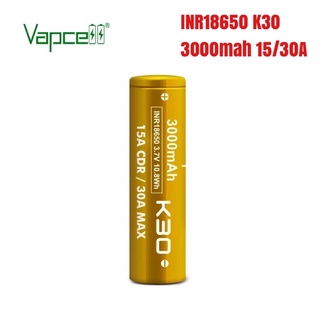 ถ่านชาร์จ 18650 Vapcell K30 3000mah 15/30A 3.7V