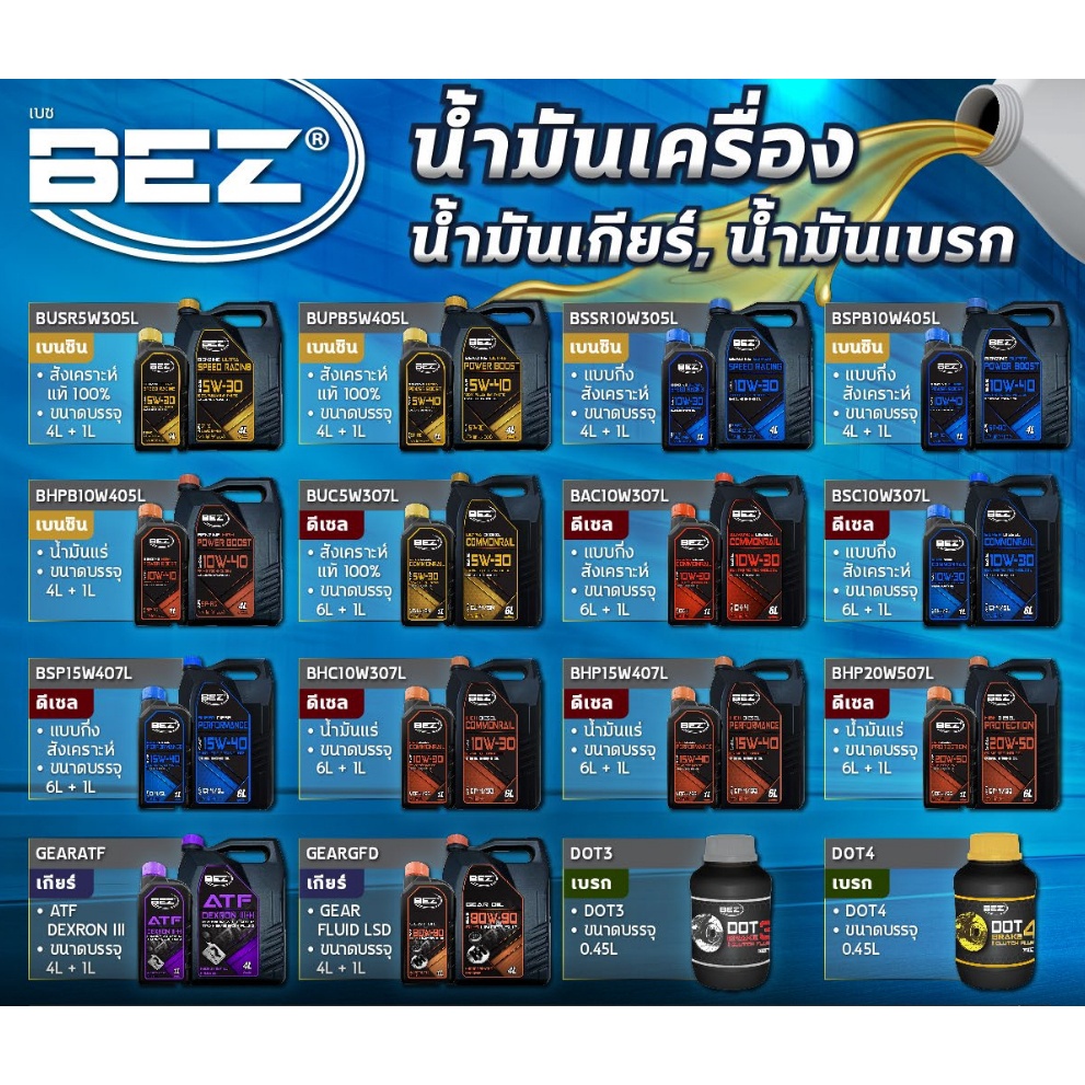 BEZ น้ำมันเครื่องรถยนต์ เบนซิน BSSR10W305L BEZ ADVANCE COMMONRAIL TDCI 10W-30 SYN TECH ขนาด 4+1 ลิตร