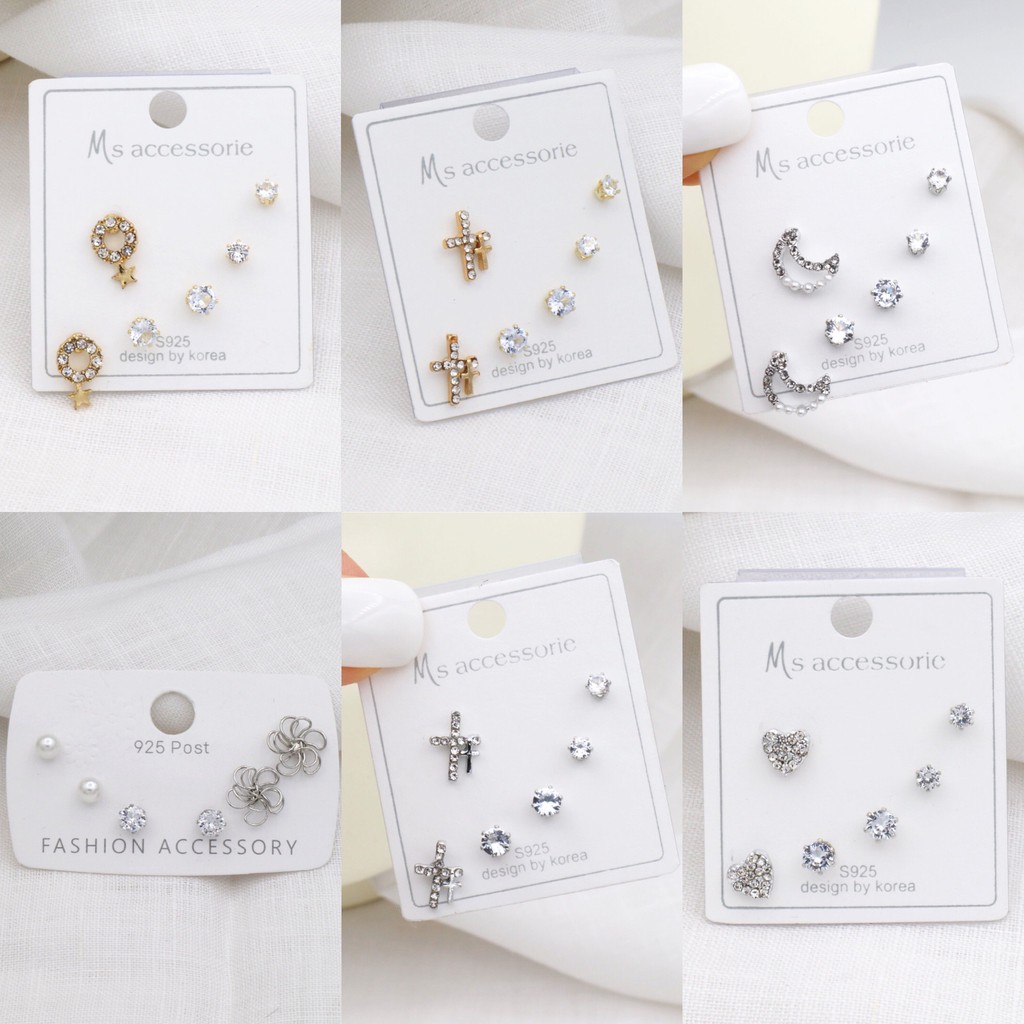 WFH |14| ต่างหู set 3 คู่ Cute minimal earrings for everyday look
