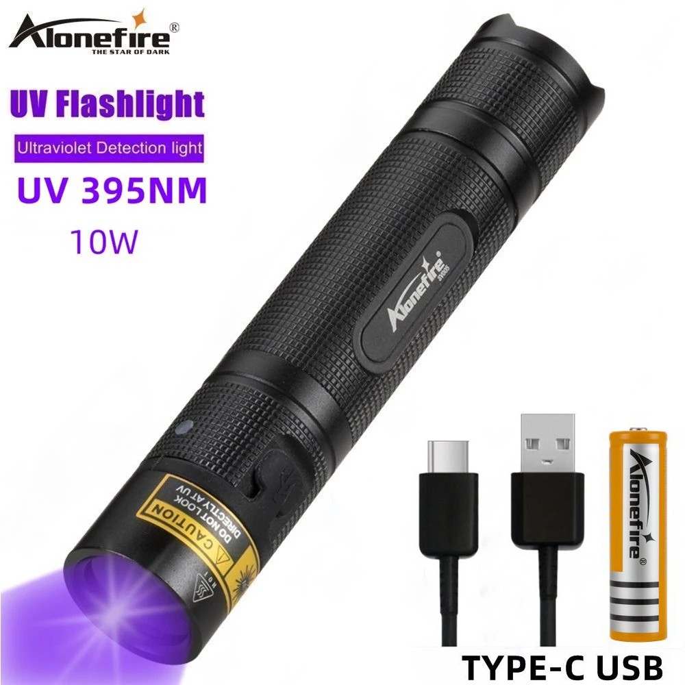Alonefire SV005 ไฟฉาย LED UV 395nm อัลตราไวโอเลต มองไม่เห็น สําหรับตรวจสอบคราบสัตว์เลี้ยง