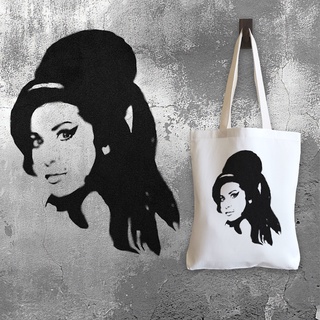 กระเป๋าผ้าแคนวาส สไตล์ที่ 13 สกรีนลายสไตล์พ่นสีสเปร์ย แนว Street Art ลายamy-winehouse