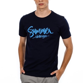 OASIS เสื้อยืด Summer T-shirt ผ้าฝ้าย 100% รุ่น MTC-1543 สีกรมท่า