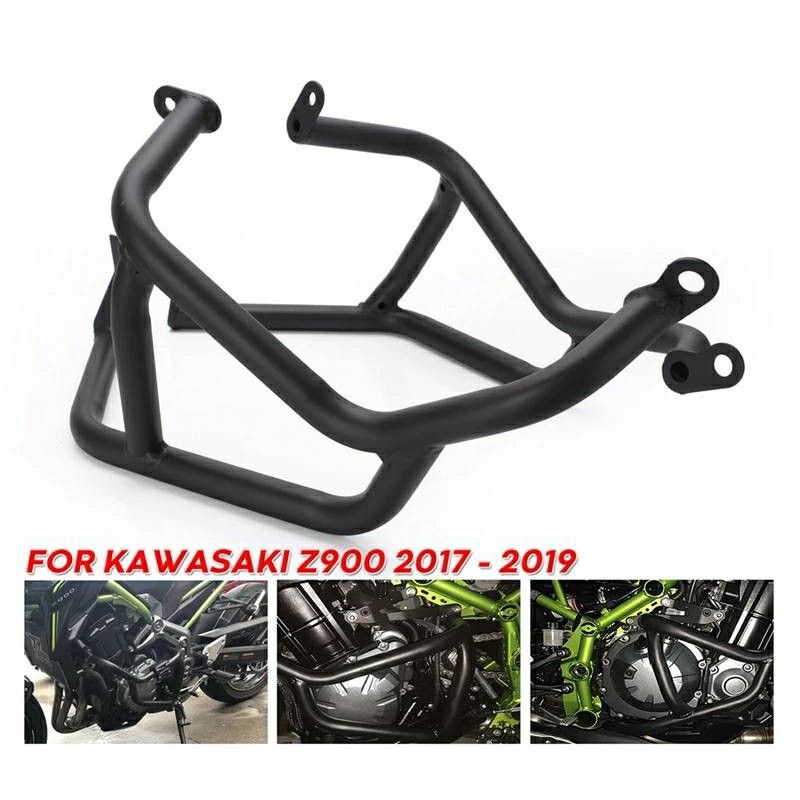 แคชบาร์ กันล้ม สำหรับ KAWAZAKI Z900 ปี (2017-2019) (เหล็กอย่างหนา) พร้อมอุปกรณ์ สีดำ