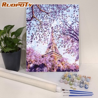 Ruopoty ภาพจิตรกรรมบนผ้าใบ ตามตัวเลข ลายทิวทัศน์ แฮนด์เมด DIY สําหรับตกแต่งผนังบ้าน 40x50 ซม.