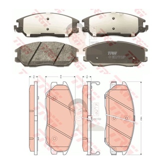 GDB3412 ผ้าเบรค-หน้า(TRW) (เนื้อผ้า COTEC) SSANGYONG STAVIC 3.0 04 up