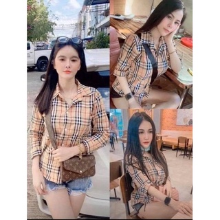 🔥SALE🔥เสื้อเชิ้ต Burberry ✨ยอดฮิต🔥 สาวอวบใส่ได้สบาย กระแสดีไม่มีเอ้าท์🔥