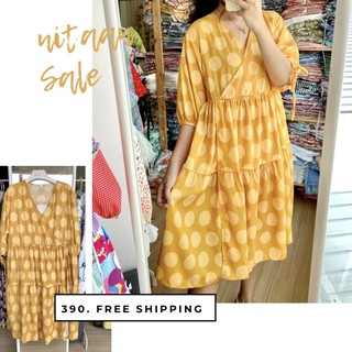 🌕Yellow dot dress🌕 พร้อมส่ง