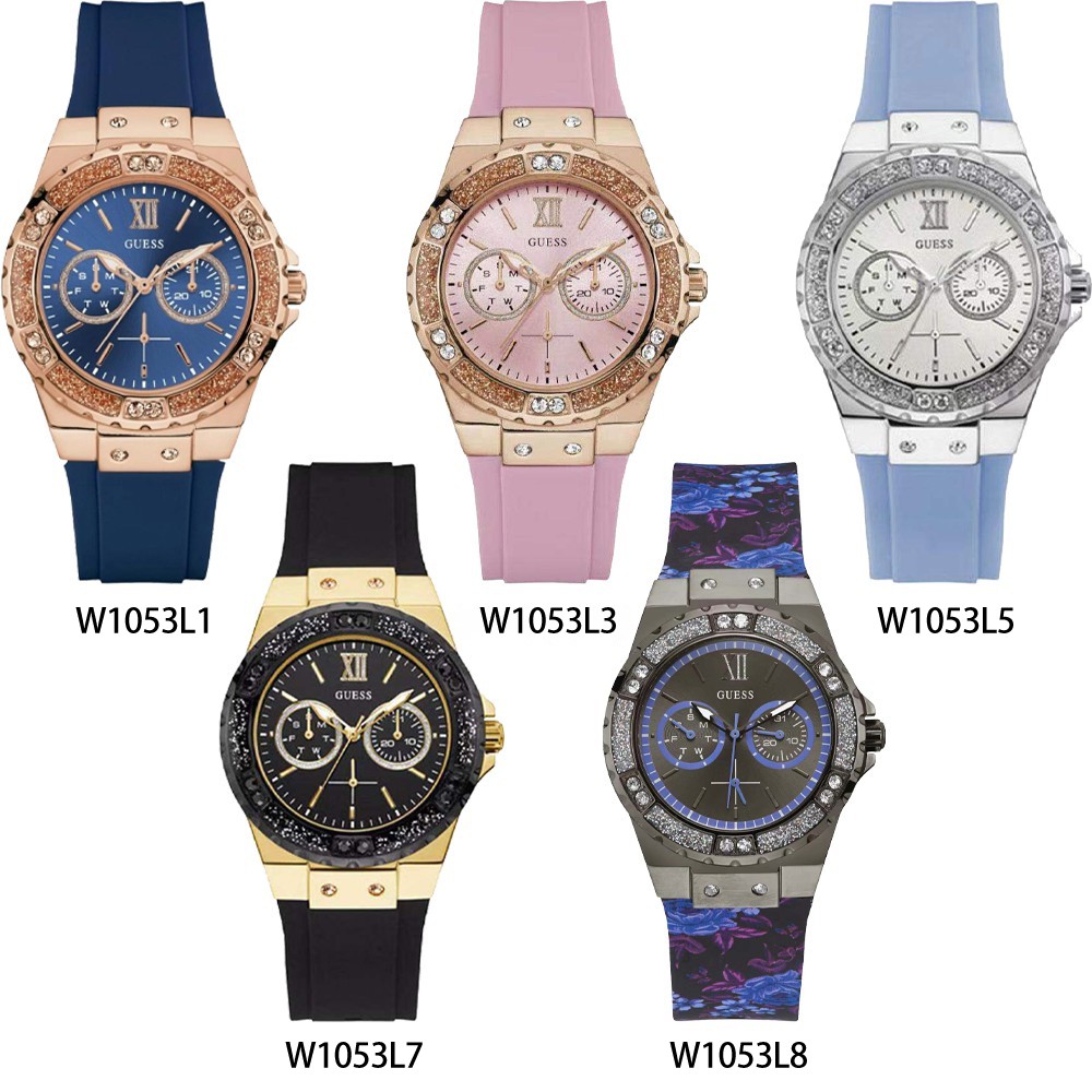 นาฬิกา Guess W1053L1 W1053L3 W1053L5 W1053L7 W1053L8 36mm สายซิลิโคนน้ำเงินของเข้าใหม่ ของแท้นำเข้า 