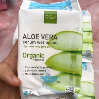 ☀️พร้อมส่ง☀️ ทิชชู่เปียก Baby Bright Aloe Vera Serum Wet Tissue