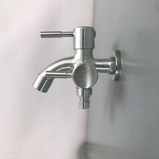 ก๊อกน้ำ2ทาง ก๊อกน้ำสแตนเลสสตีลแบบสร้างสรรค์ Wall - in 1 IN 2 OUT Multifunctional Water TAP