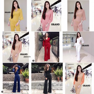 SS2899 Jumpsuit จั้มขายาว แขนชีฟองตุ๊กตา