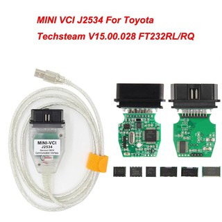 สำหรับ Toyota mini vci TIS Techstream V15.00.028 minivci FTDI J2534 OBD OBD2 เครื่องสแกนเนอร์อัตโนมัติวินิจฉัยรถยนต์ MI