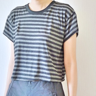 เสื้อยืด​ทรงครอบ Black stripes t-shirt