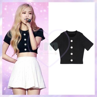 Preoder เสื้อครอปกระดุมแบบโรเซ่ BLACKPINK