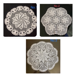 ผ้าถักโครเชต์ สีขาว ปูโต๊ะ รองแจกัน ขนาด14-14.5 นิ้ว Doily ผ้าแต่งบ้านสวยๆ ลายนี้สวยเก๋มากค่ะ