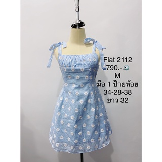 เดรสสั้นสายเดี่ยวสีพาสเทลลายดอกเดซี่ มือ1 ป้ายห้อย FLAT2112 SIZE M