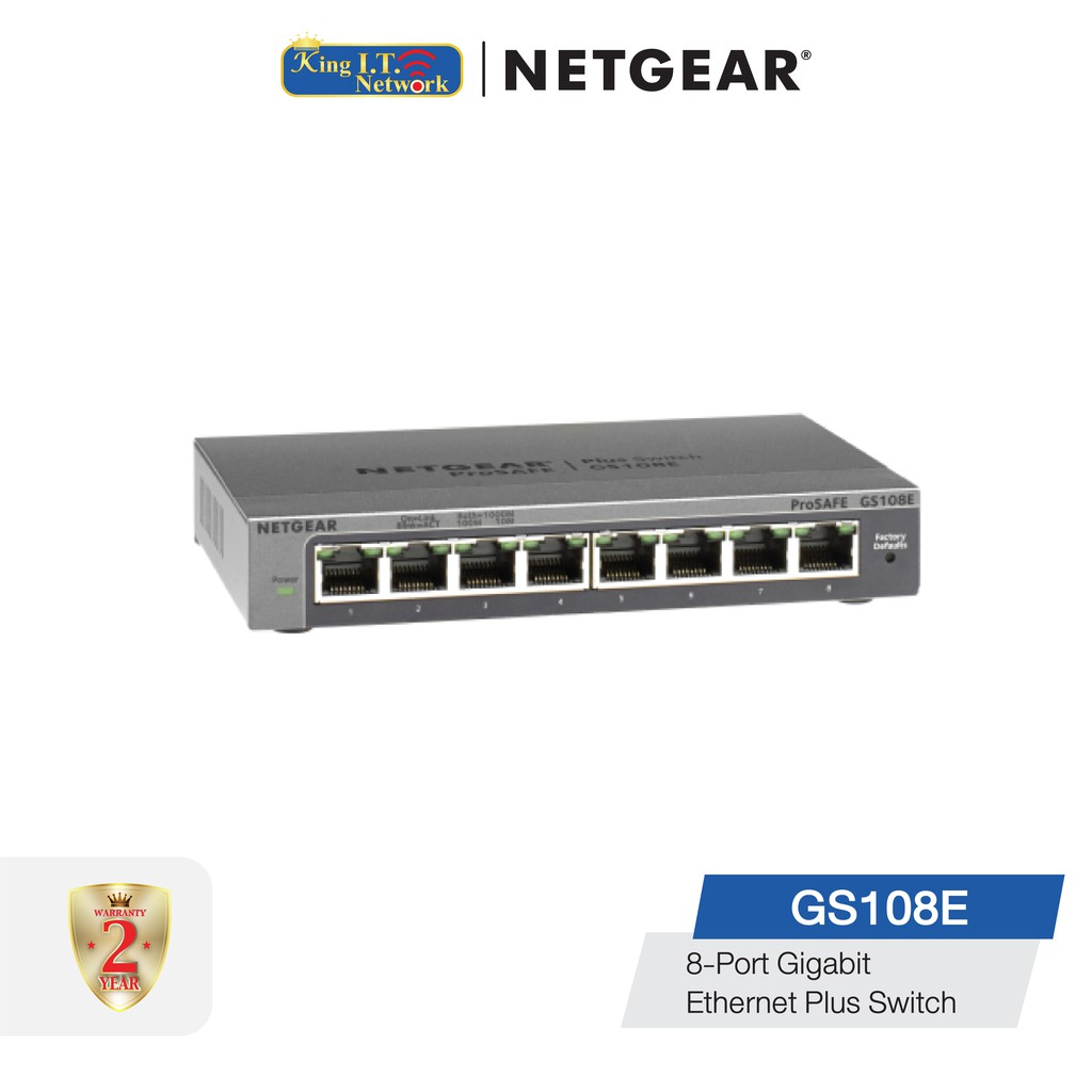 NETGEAR (GS108E) 8-Port Gigabit Ethernet Smart Managed Plus Switch - Desktop, and ProSAFE