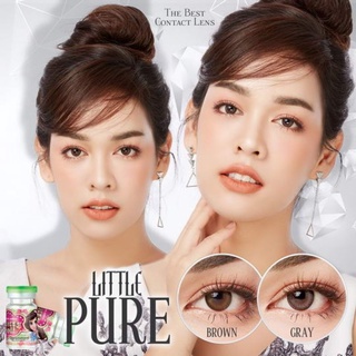 คอนแทคเลนส์ รุ่น Little Pure ยี่ห้อ Pretty doll มีสี เทา ตาล สายตาปกติ