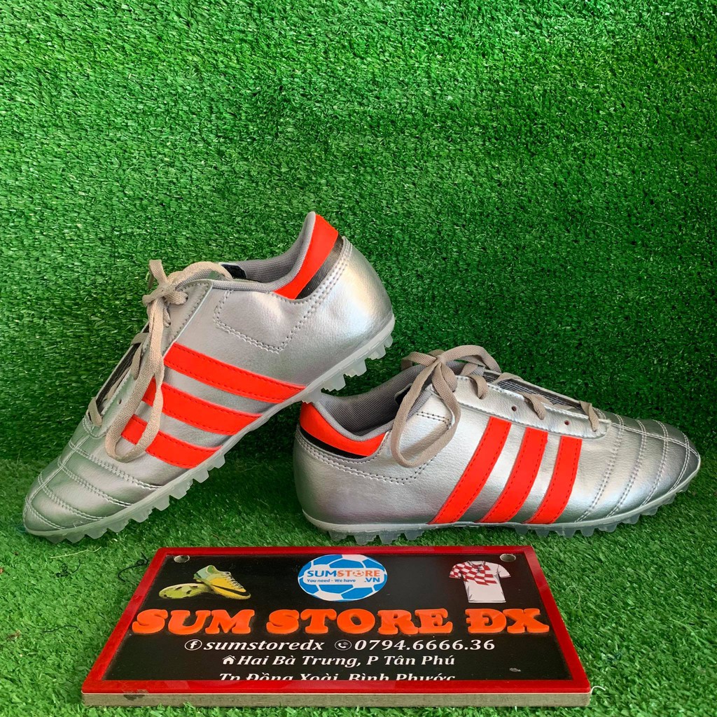 Winbro Womens Mens Sports Soccer Shoes 3 Stripes Silver Orange - TF Soccer Shoes
