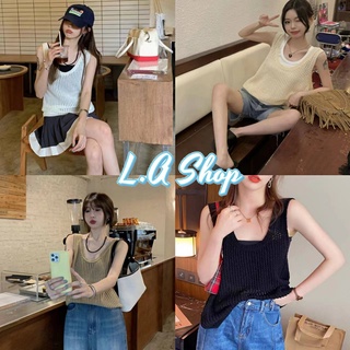 L.A Shop พร้อมส่ง เสื้อกล้ามไหมพรม ซีทรูระบายรูๆเก่ๆใส่สบาย "30CX03"