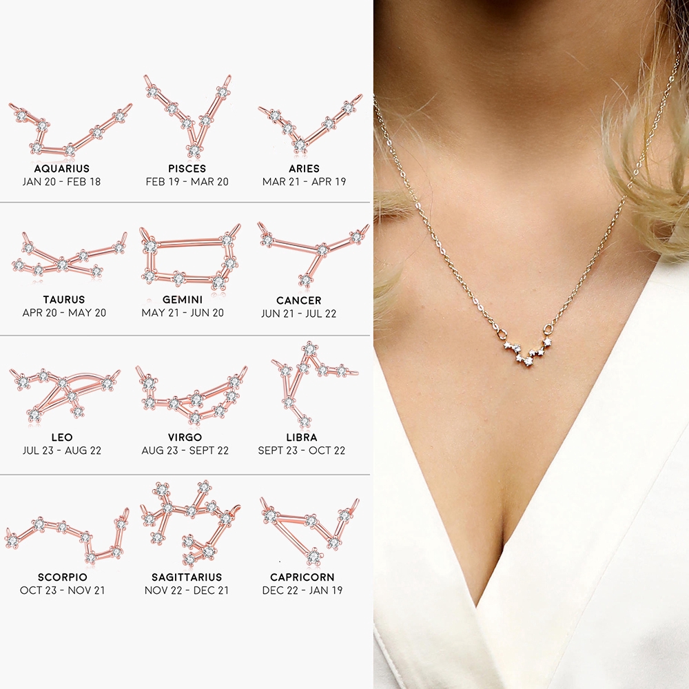 ZHOUYANG Constellation สร้อยคอสำหรับผู้หญิงพิเศษเพทาย Rose Gold สีที่ดีที่สุดของขวัญวันเกิดเครื่องประดับแฟชั่น N623 N634