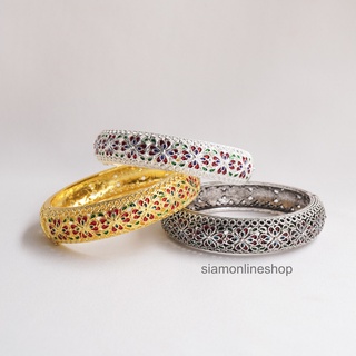 กำไลข้อมือทองแกะสลัก ลงยา รุ่น siam-silv1002 เลือกสีได้ (ทอง เงิน รมดำ) by siamonlineshop