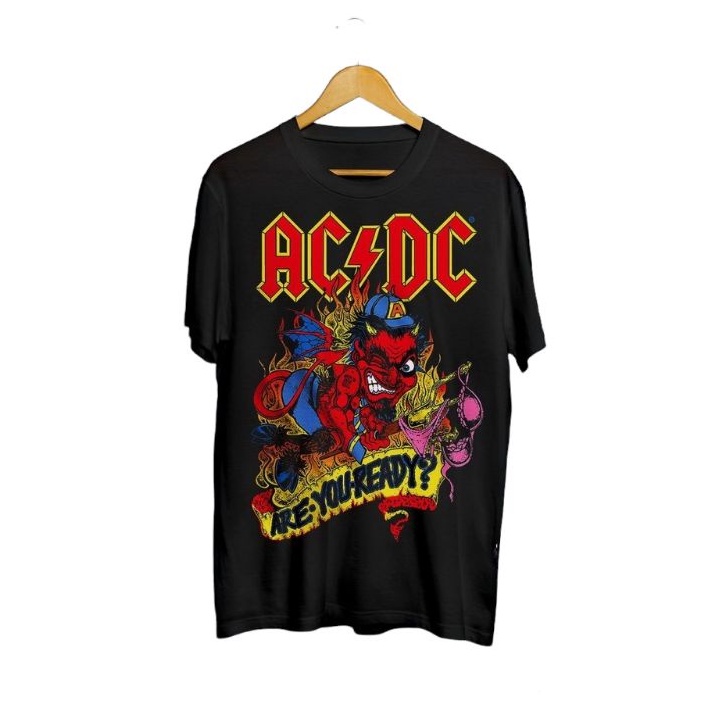 เสื้อยืดผ้าฝ้ายเสื้อเชิ้ต ARE U READY ACDC สําหรับผู้ชายL XL  XXL 3XL
