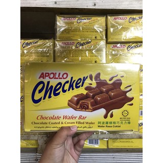 apollo checker เวเฟอร์เคลือบช็อกโกแลต 1 กล่อง บรรจุ 24 ชิ้น