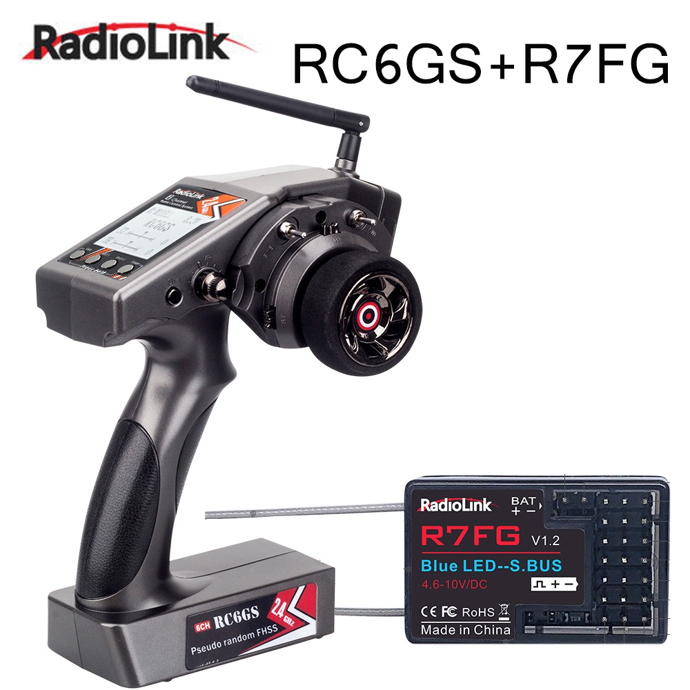 Radiolink RC6Gs V3  2.4G 6CH RC เครื่องส่งสัญญาณรถ Controller R7FG Gyro Receiver สําหรับ RC รถเรืออุ