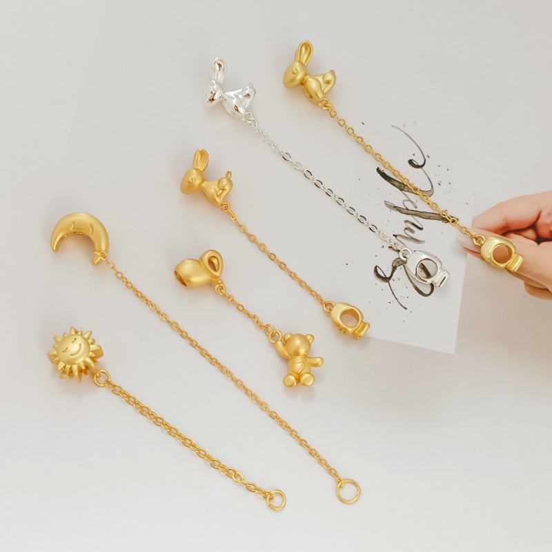 โซ่แขวนความปลอดภัยโซ่ diy สี Retention 18K Sand Gold Moon Sun กระต่ายแครอทลูกปัดขนาดใหญ่