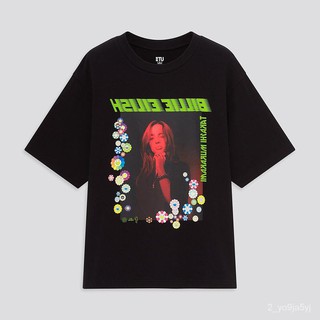 เสื้อยืดแขนสั้น ผ้าฝ้าย พิมพ์ลาย Uber Billie Eilish Co สําหรับผู้ชาย และผู้หญิง dbaH