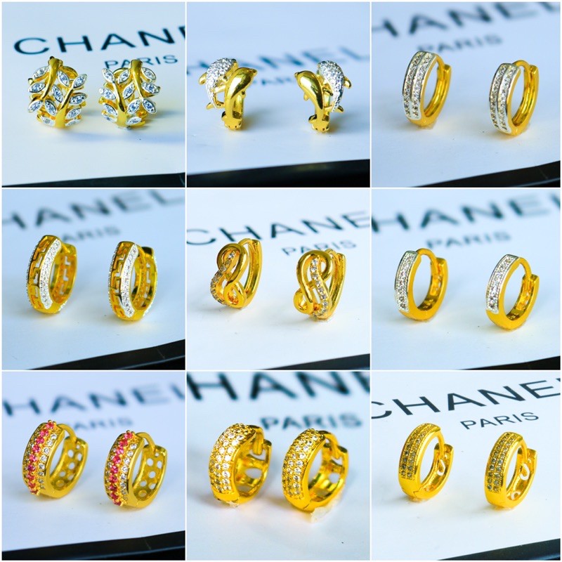 ต่างหูห่วงเพชร  ต่างหูห่วงห้อยชุดที่1 รุ่นขายดี 1คู่  CN Jewelry ตุ้มหู ต่างหูห่วงทอง ต่างหูแฟชั่น ต่างหูผู้หญิง