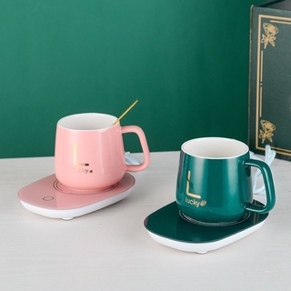 Lucky heated glass ceramic ชุดถ้วยแก้วเซรามิคพร้อมแผ่นอุ่นแก้วไฟฟ้า(ครบชุด)